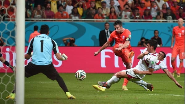 Robin van Persie, who has scored three goals in Brazil, is a serious doubt for the last-four clash