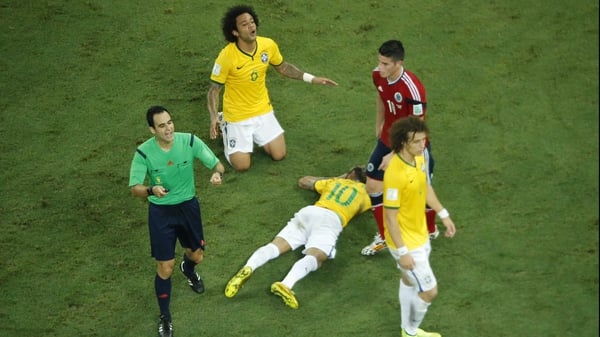Neymar's Brazil teammate Marcelo shows concern after his injury