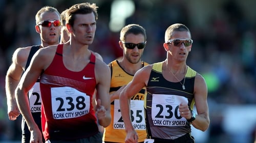 Rob Heffernan (right) came home fourth in the Cork City Sports, which was won by Dane Bird-Smith (left)