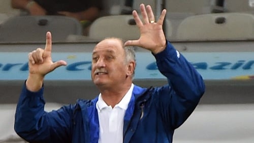 Luiz Felipe Scolari gestures during the semi-final defeat to Germany