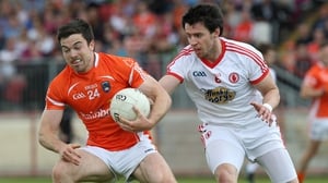 Armagh's Aidan Forker (L) and Matthew Donnelly of Tyrone