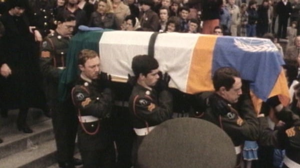 The funeral of Private Derek Smallhorne who was killed in 1980