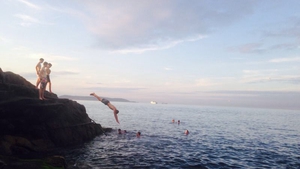 Swimmers enjoy an evening swim at the Forty Foot (Pic: Claire Murray)