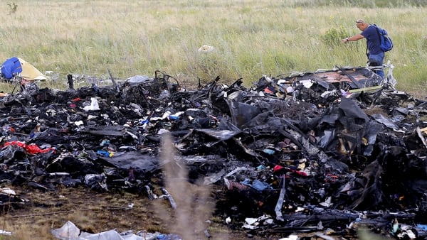 The scene of the crash site in eastern Ukraine