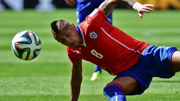 Arturo Vidal in action for Chile during this summer's World Cup