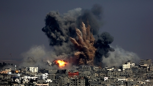 Smoke rises after an Israeli strike in the east of Gaza City