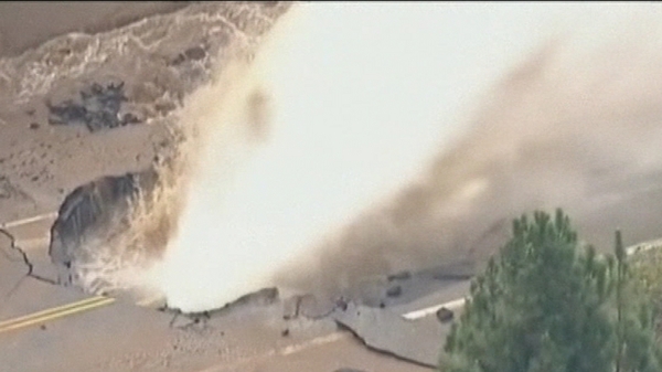 Police are considering issuing an evacuation order as the sinkhole is causing extensive flooding in LA