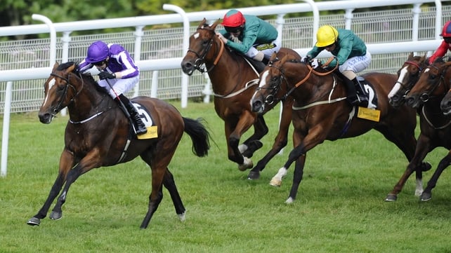 Highland Reel (purple silks) won the Vintage Stakes at Glorious Goodwood on the final start of his juvenile campaign