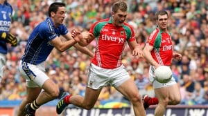 Anthony Maher and Aidan O'Shea battle for possession during the last championship meeting between Kerry and Mayo in the 2011 All-Ireland semi-final