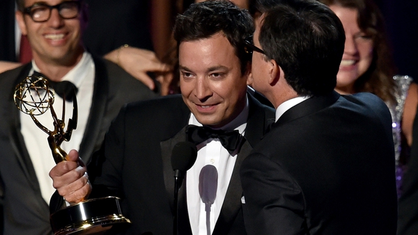 Jimmy Fallon steals Stephen Colbert's acceptance speech