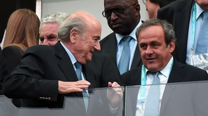 FIFA President Joseph Blatter (L) and UEFA President Michel Platini at the World Cup