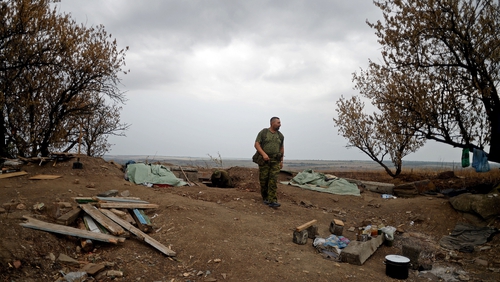 A Pro-Russian fighter in Troitsko-Khartsyzk, 30km east of Donetsk