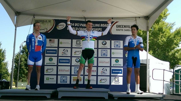 Eoghan Clifford celebrates winning gold in Greenville