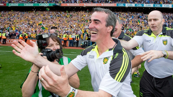 Jim McGuinness celebrated a famous win at the final whistle