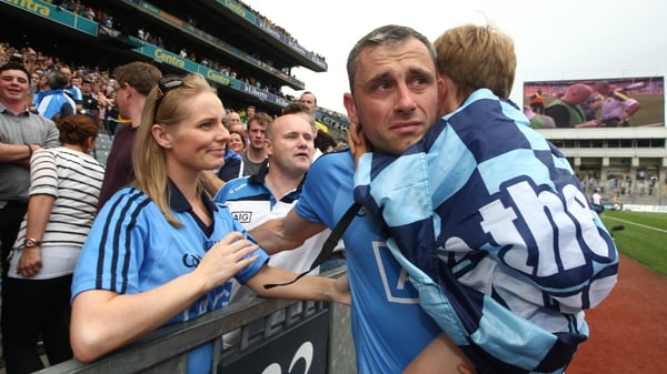 Dublin's Alan Brogan with his wife Lydia and son Jamie after the defeat to Donegal