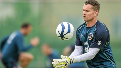 Shay Given training with the Ireland squad in Malahide today