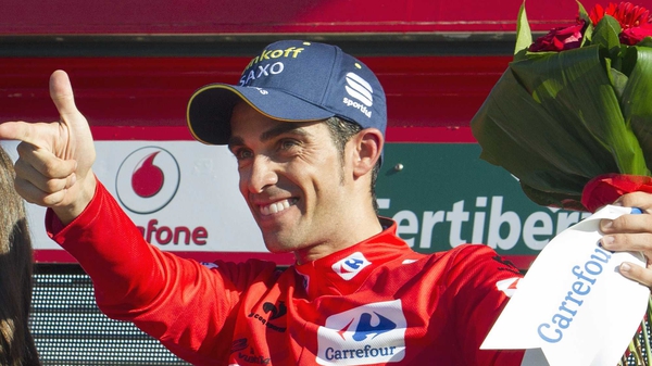 Tinkoff's Spanish cyclist Alberto Contador now leads