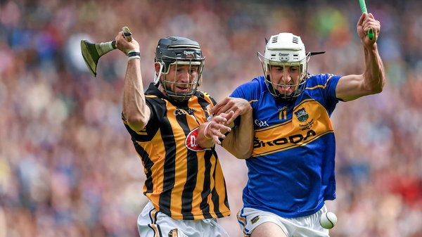 Patrick 'Bonner' Maher (R) scored 1-01 and won a penalty against Kilkenny in the drawn final
