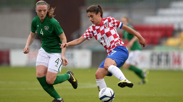 Louise Quinn (l) in action against Croatia in June