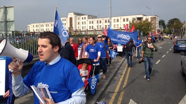 Around 50 nurses took part in the protest at Galway University Hospital
