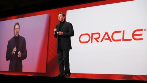 Larry Ellison speaking at an event in 2012