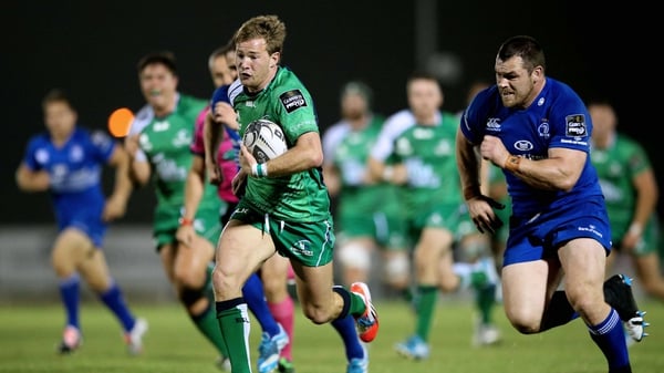 Kieran Marmion races past Cian Healy to score the game's only try