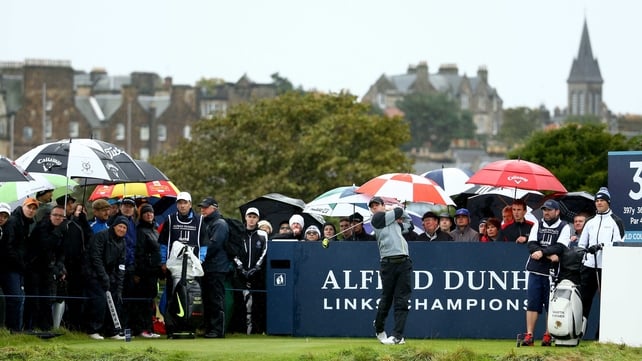 Rory McIlroy drives off the third tee