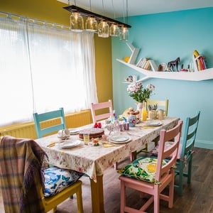 Cushion Fabric: Jardin Bleu (blue) €154 per meter, www.ryleandcompany.ie
Table cloth - material "Georgia Ivory" approx. €36 pm www.lucanfabrics.ie