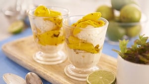 Ivan's Coconut and Lime Ice Cream with Mango in Mint Syrup