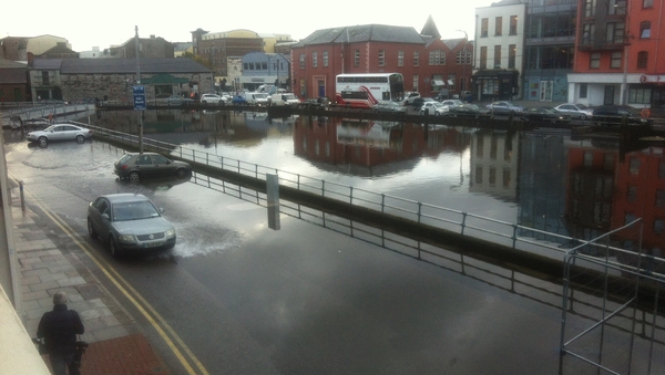 There has been minor flooding on Fr Mathew Quay in Cork city this evening
