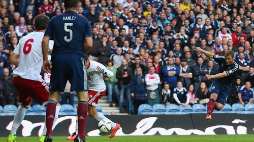 Shaun Maloney's deflected shot proved to be enough for Scotland