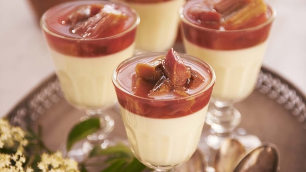 Yoghurt and Elderflower Cream with Poached Rhubarb: Rachel Allen