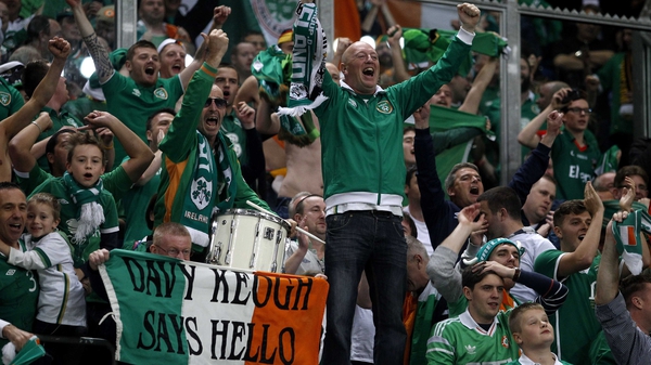 Ireland fans celebrate last month's draw in Germany