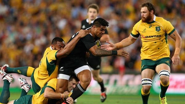 Malakai Fekitoa, who scored New Zealand's final try, is tackled during game