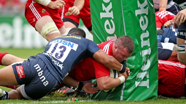 Dave kilcoyne scores munster's first try