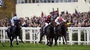 Charm Spirit (claret and white silks) became the first French-trained winner of the QEII since Bigstone in 1993