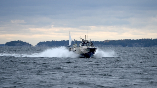A Swedish Navy fast-attack craft patrols in the Stockholm Archipelago