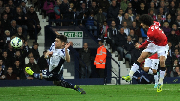 Marouane Fellaini shoots to score in the draw at West Brom