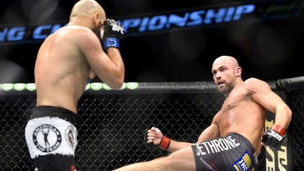 Cathal Pendred swings a kick in the direction of Gasan Umalatov