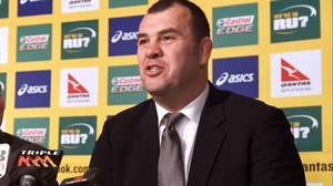New Australia coach Michael Cheika speaks during his press conference