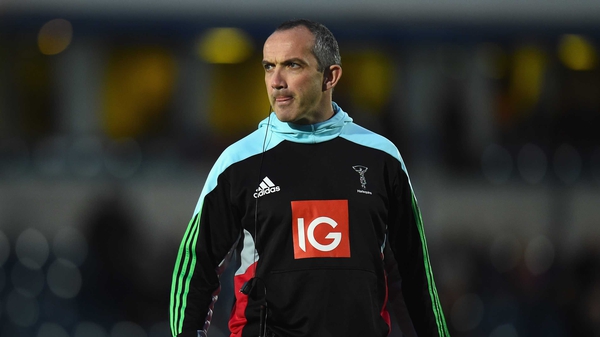 Conor O'Shea watches on during Harlequins' win over Wasps