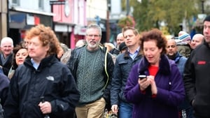 Sinn Féin President Gerry Adams marches with protesters in Dundalk