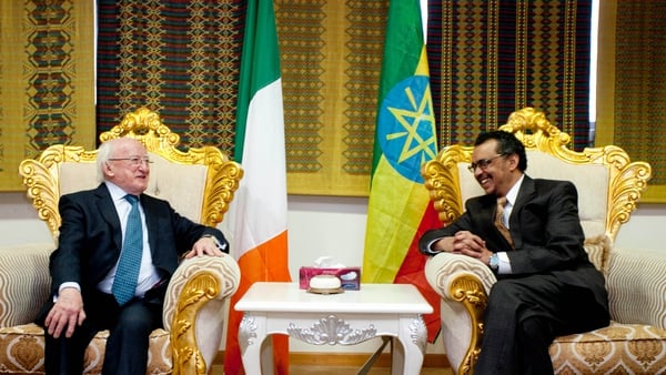 President Michael D Higgins begins his three-week trip in Ethiopia