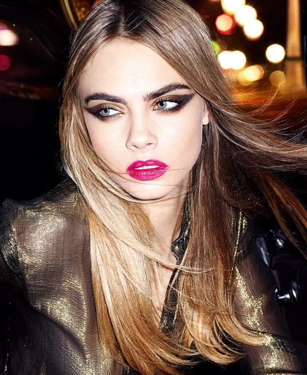 Cara Delevingne modelling YSL's Christmas collection