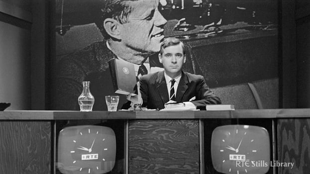 Brian Farrell presents RTÉ discussion programme (1967) 