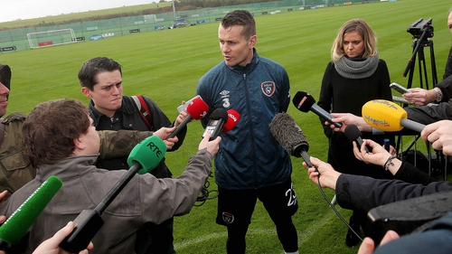 Shay Given speaking to the media in Dublin today