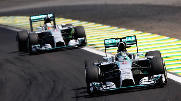 Mercedes team-mates Nico Rosberg (R) and Lewis Hamilton are duelling for the Formula One drivers' title