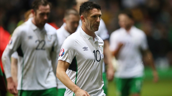 A dejected Robbie Keane leaves the field following Ireland's defeat to Scotland