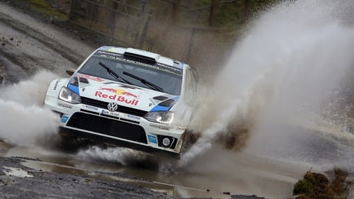 Sebastian Ogier and his co-driver Julien Ingrassia in action during Wales Rally GB