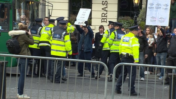 Around 50 protesters gathered outside the Mansion House today
